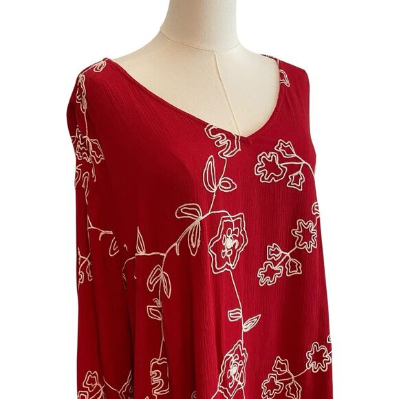 CATHERINES 2X Boho Embroidery Top Blouse Floral Fairy Artsy Flowy Flutter Sleeve - Picture 3 of 11